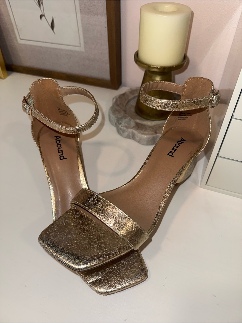 Abound Metallic Gold Ankle-Strap Block Heels